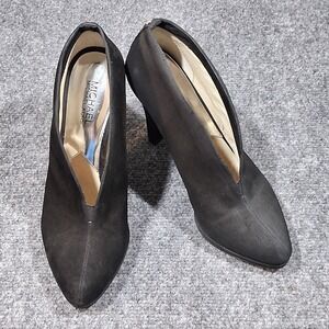 Michael Kors Adena Suede Leather Upper Lining V-Cut 4" Cocoon High Heels Sz‎ 8.5
